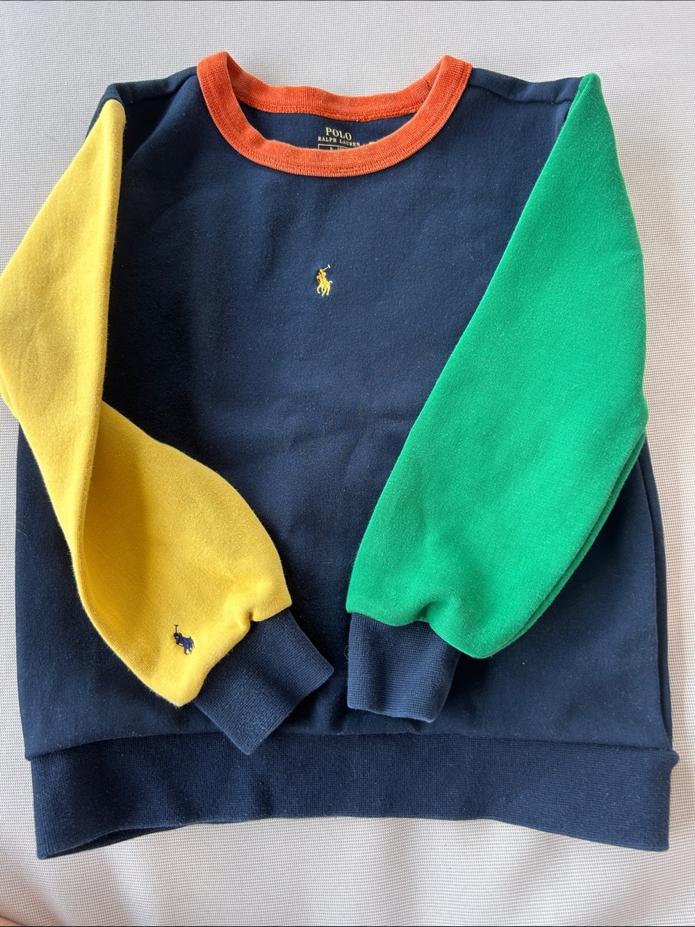 Polo Ralph Lauren Colorblock Crewneck Sweatshirt - Navy, Yellow & Green